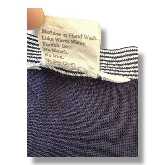 Exclusively Misook Navy Acrylic Striped 2 Pc Skirt Tank Top Office Women’s Sz L - Picture 11 of 16